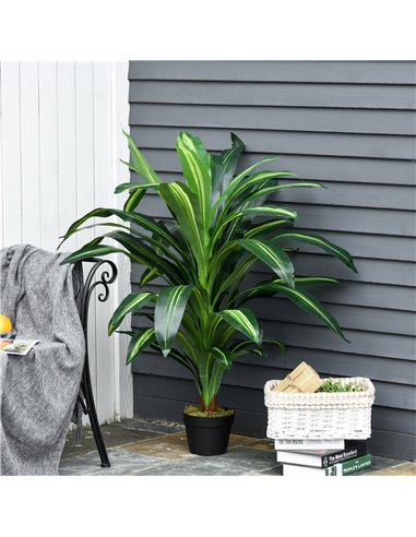Outsunny Set of 2 Artificial Dracaena Trees, 110cm/3.6FT Tall Decorative Plants with 40 Leaves & Nursery Pot, Fake Tropical Tree