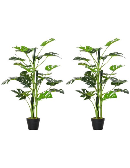 Outsunny 100cm/3.3FT Artificial Monstera Tree, Decorative Cheese Plant 21 Leaves w/ Nursery Pot, Fake Tropical Palm Tree, Set of - pic 97283 | FastDaddyshop