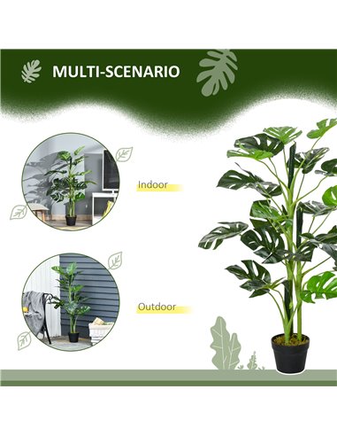 Outsunny 100cm/3.3FT Artificial Monstera Tree, Decorative Cheese Plant 21 Leaves w/ Nursery Pot, Fake Tropical Palm Tree, Set of