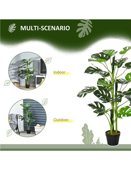 Outsunny 100cm/3.3FT Artificial Monstera Tree, Decorative Cheese Plant 21 Leaves w/ Nursery Pot, Fake Tropical Palm Tree, Set of - pic 97287 | FastDaddyshop