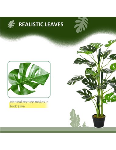 Outsunny 100cm/3.3FT Artificial Monstera Tree, Decorative Cheese Plant 21 Leaves w/ Nursery Pot, Fake Tropical Palm Tree, Set of