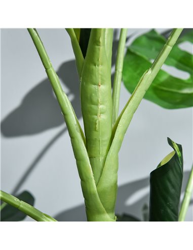 Outsunny 100cm/3.3FT Artificial Monstera Tree, Decorative Cheese Plant 21 Leaves w/ Nursery Pot, Fake Tropical Palm Tree, Set of