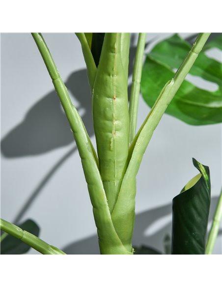 Outsunny 100cm/3.3FT Artificial Monstera Tree, Decorative Cheese Plant 21 Leaves w/ Nursery Pot, Fake Tropical Palm Tree, Set of - pic 97289 | FastDaddyshop