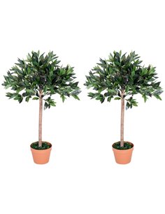 Outsunny 3ft Artificial Olive Tree Indoor Plant Greenery for Home Office Potted in An Orange Pot Set of 2 844-P035