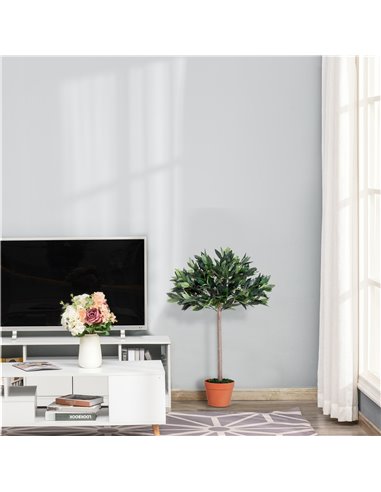 Outsunny 3ft Artificial Olive Tree Indoor Plant Greenery for Home Office Potted in An Orange Pot Set of 2 844-P035