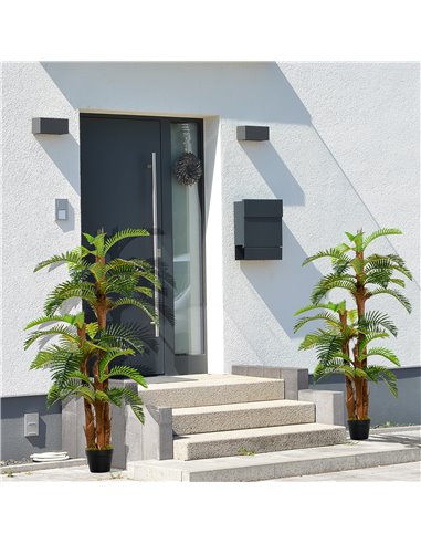 Outsunny Set of 2 Artificial Plant Tropical Palm in Pot, Fake Plants for Home Indoor Outdoor Decor, 150cm, Green 844-P043