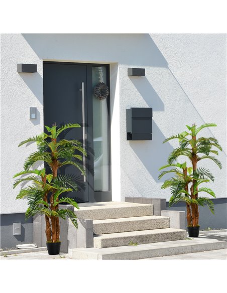 Outsunny Set of 2 Artificial Plant Tropical Palm in Pot, Fake Plants for Home Indoor Outdoor Decor, 150cm, Green 844-P043 - pic 97302 | FastDaddyshop