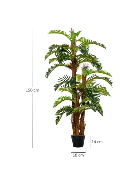 Outsunny Set of 2 Artificial Plant Tropical Palm in Pot, Fake Plants for Home Indoor Outdoor Decor, 150cm, Green 844-P043 - pic 97303 | FastDaddyshop