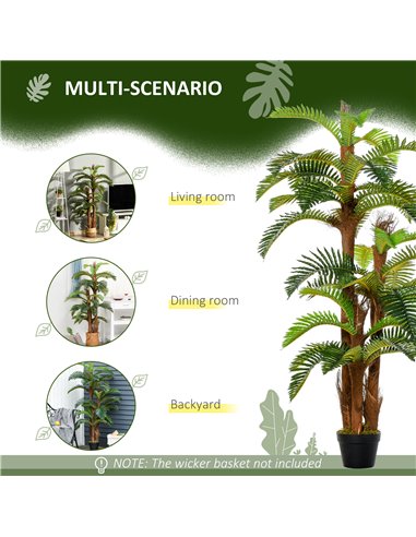 Outsunny Set of 2 Artificial Plant Tropical Palm in Pot, Fake Plants for Home Indoor Outdoor Decor, 150cm, Green 844-P043
