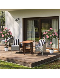 Outsunny Set of 2 Artificial Plants Pink Rose Floral in Pot, Fake Plants for Home Indoor Outdoor Decor, 90cm 844-P045 2