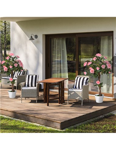 Outsunny Set of 2 Artificial Plants Pink Rose Floral in Pot, Fake Plants for Home Indoor Outdoor Decor, 90cm 844-P045