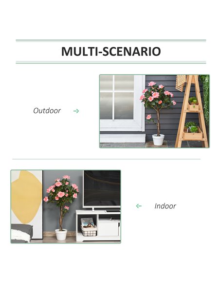 Outsunny Set of 2 Artificial Plants Pink Rose Floral in Pot, Fake Plants for Home Indoor Outdoor Decor, 90cm 844-P045 - pic 97313 | FastDaddyshop
