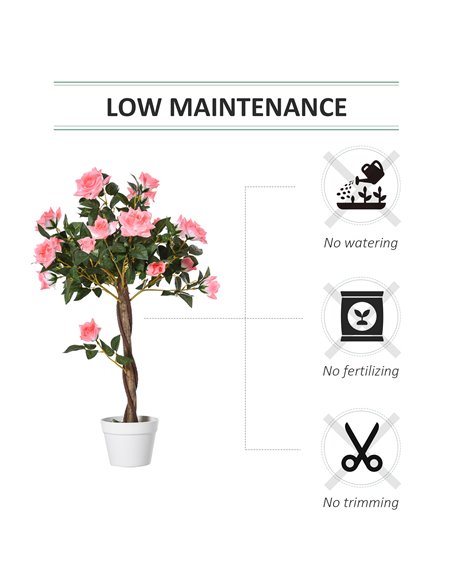 Outsunny Set of 2 Artificial Plants Pink Rose Floral in Pot, Fake Plants for Home Indoor Outdoor Decor, 90cm 844-P045 - pic 97315 | FastDaddyshop