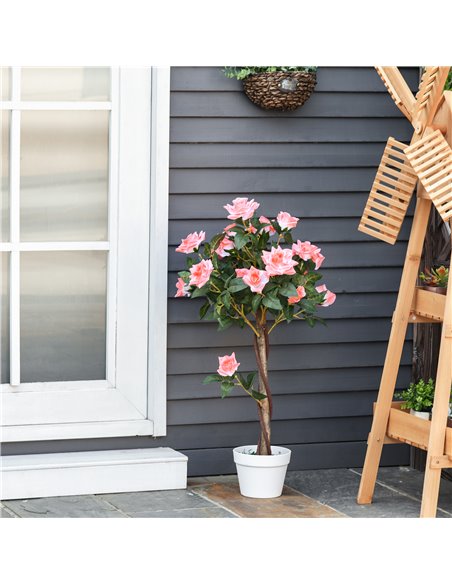 Outsunny Set of 2 Artificial Plants Pink Rose Floral in Pot, Fake Plants for Home Indoor Outdoor Decor, 90cm 844-P045 - pic 97316 | FastDaddyshop