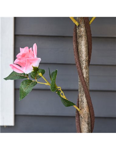 Outsunny Set of 2 Artificial Plants Pink Rose Floral in Pot, Fake Plants for Home Indoor Outdoor Decor, 90cm 844-P045