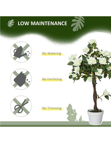 Outsunny Set of 2 Artificial Plants White Rose Floral in Pot, Fake Plants for Home Indoor Outdoor Decor, 90cm 844-P046 - pic 97323 | FastDaddyshop