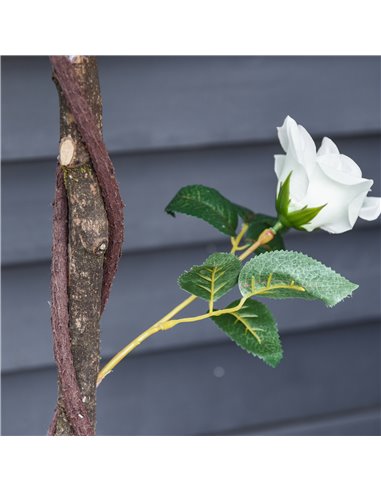 Outsunny Set of 2 Artificial Plants White Rose Floral in Pot, Fake Plants for Home Indoor Outdoor Decor, 90cm 844-P046