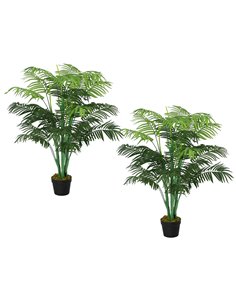 Outsunny Artificial Palm Tree in Pot, 2 Pack Fake Plants, Home Indoor Outdoor Decor, 125cm, Green 844-P044