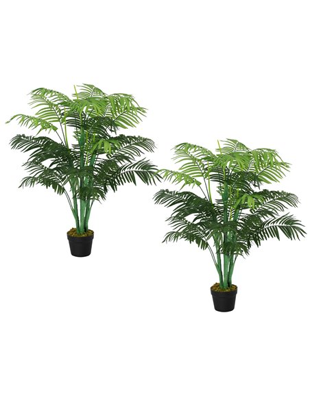 Outsunny Artificial Palm Tree in Pot, 2 Pack Fake Plants, Home Indoor Outdoor Decor, 125cm, Green 844-P044 - pic 97328 | FastDaddyshop