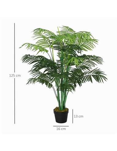 Outsunny Artificial Palm Tree in Pot, 2 Pack Fake Plants, Home Indoor Outdoor Decor, 125cm, Green 844-P044