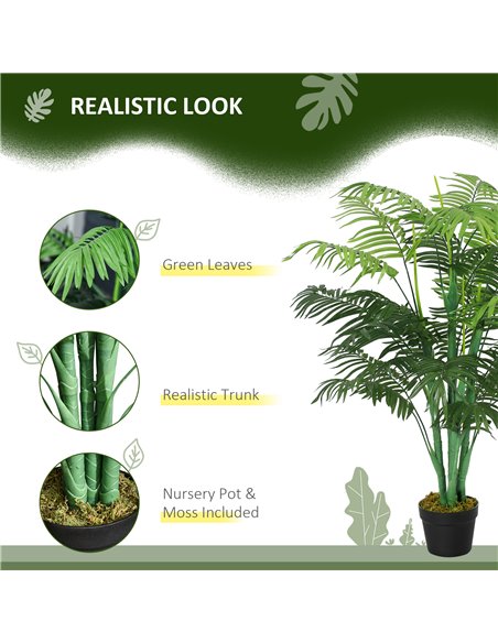 Outsunny Artificial Palm Tree in Pot, 2 Pack Fake Plants, Home Indoor Outdoor Decor, 125cm, Green 844-P044 - pic 97332 | FastDaddyshop