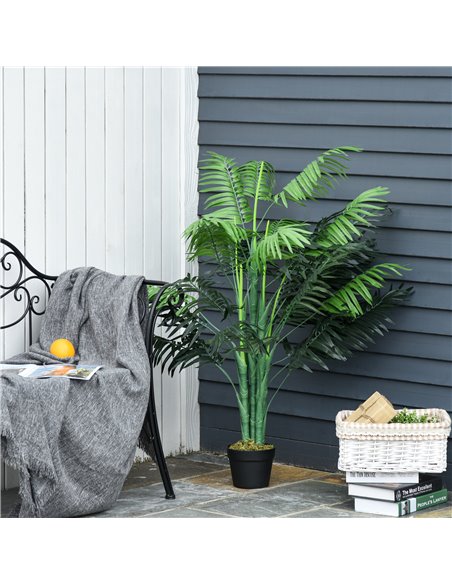 Outsunny Artificial Palm Tree in Pot, 2 Pack Fake Plants, Home Indoor Outdoor Decor, 125cm, Green 844-P044 - pic 97334 | FastDaddyshop