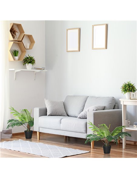 Outsunny 2 Pack 60cm Artificial Palm Tree Decorative Plant with Nursery Pot, Fake Tropical Tree for Indoor Outdoor Décor 844-P06 - pic 97347 | FastDaddyshop