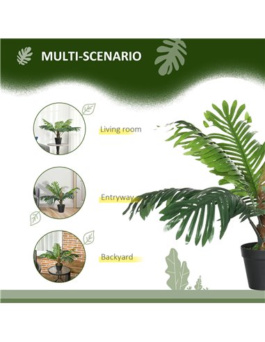 Outsunny 2 Pack 60cm Artificial Palm Tree Decorative Plant with Nursery Pot, Fake Tropical Tree for Indoor Outdoor Décor 844-P06