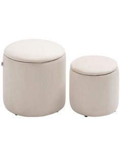 Homcom Modern Storage Ottoman with Removable Lid, Dressing Table Stool, Set of 2, White