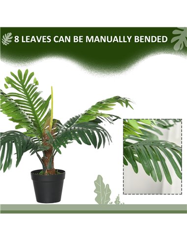 Outsunny 2 Pack 60cm Artificial Palm Tree Decorative Plant with Nursery Pot, Fake Tropical Tree for Indoor Outdoor Décor 844-P06
