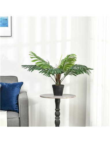 Outsunny 2 Pack 60cm Artificial Palm Tree Decorative Plant with Nursery Pot, Fake Tropical Tree for Indoor Outdoor Décor 844-P06