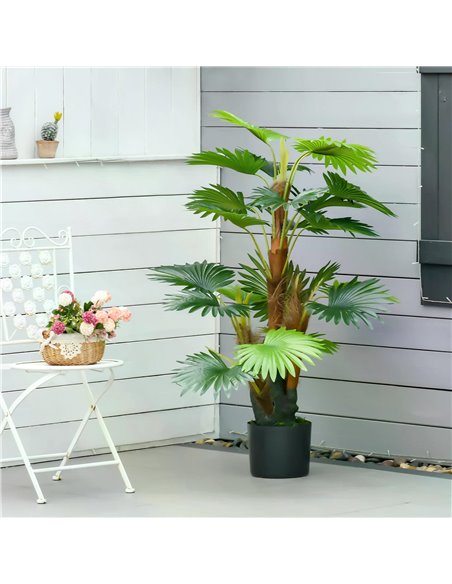 HOMCOM Artificial Palm Tree: 135cm Tropical Faux Plant in Nursery Pot for Indoor & Outdoor Decor, Evergreen 830-445 - pic 97355 | FastDaddyshop