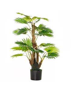 HOMCOM Artificial Palm Tree: 135cm Tropical Faux Plant in Nursery Pot for Indoor & Outdoor Decor, Evergreen 830-445