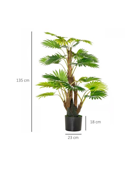 HOMCOM Artificial Palm Tree: 135cm Tropical Faux Plant in Nursery Pot for Indoor & Outdoor Decor, Evergreen 830-445 - pic 97357 | FastDaddyshop