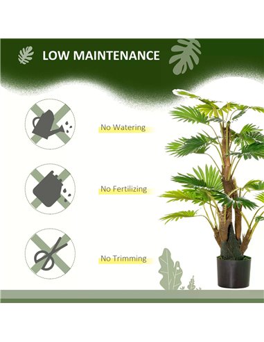 HOMCOM Artificial Palm Tree: 135cm Tropical Faux Plant in Nursery Pot for Indoor & Outdoor Decor, Evergreen 830-445