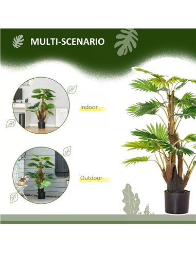 HOMCOM Artificial Palm Tree: 135cm Tropical Faux Plant in Nursery Pot for Indoor & Outdoor Decor, Evergreen 830-445