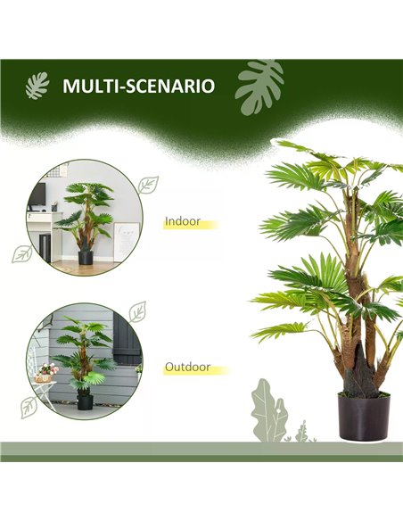 HOMCOM Artificial Palm Tree: 135cm Tropical Faux Plant in Nursery Pot for Indoor & Outdoor Decor, Evergreen 830-445 - pic 97360 | FastDaddyshop