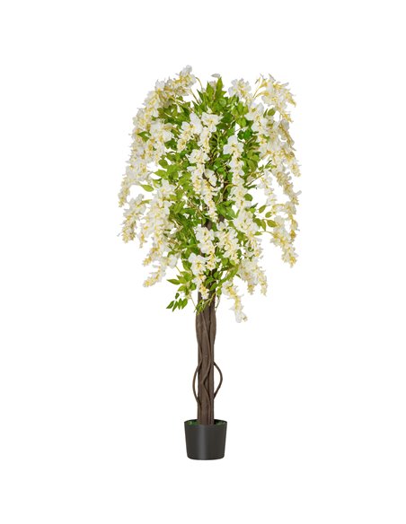 HOMCOM Artificial Realistic White Wisteria Tree Faux Decorative Plant in Nursery Pot for Indoor Outdoor Décor, 160cm 830-444 - pic 97391 | FastDaddyshop