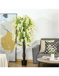 HOMCOM Artificial Realistic White Wisteria Tree Faux Decorative Plant in Nursery Pot for Indoor Outdoor Décor, 160cm 830-444 2