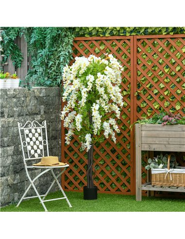 HOMCOM Artificial Realistic White Wisteria Tree Faux Decorative Plant in Nursery Pot for Indoor Outdoor Décor, 160cm 830-444