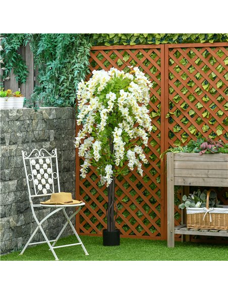 HOMCOM Artificial Realistic White Wisteria Tree Faux Decorative Plant in Nursery Pot for Indoor Outdoor Décor, 160cm 830-444 - pic 97397 | FastDaddyshop