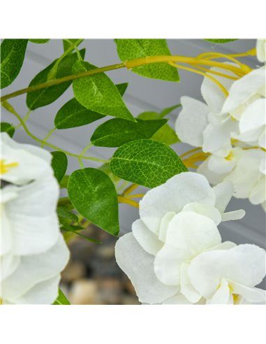 HOMCOM Artificial Realistic White Wisteria Tree Faux Decorative Plant in Nursery Pot for Indoor Outdoor Décor, 160cm 830-444