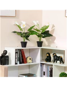 HOMCOM Set of 2 Artificial Realistic Calla Lily Flower, Faux Decorative Plant in Nursery Pot for Indoor Outdoor Décor, 55cm 830- 2