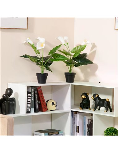 HOMCOM Set of 2 Artificial Realistic Calla Lily Flower, Faux Decorative Plant in Nursery Pot for Indoor Outdoor Décor, 55cm 830-