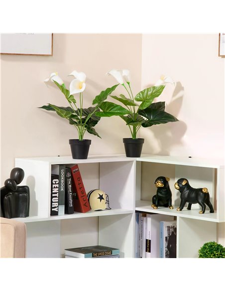 HOMCOM Set of 2 Artificial Realistic Calla Lily Flower, Faux Decorative Plant in Nursery Pot for Indoor Outdoor Décor, 55cm 830- - pic 97400 | FastDaddyshop