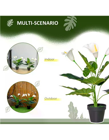 HOMCOM Set of 2 Artificial Realistic Calla Lily Flower, Faux Decorative Plant in Nursery Pot for Indoor Outdoor Décor, 55cm 830-