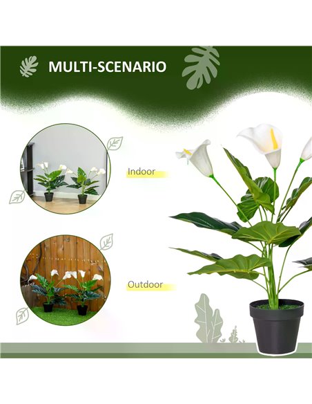 HOMCOM Set of 2 Artificial Realistic Calla Lily Flower, Faux Decorative Plant in Nursery Pot for Indoor Outdoor Décor, 55cm 830- - pic 97404 | FastDaddyshop