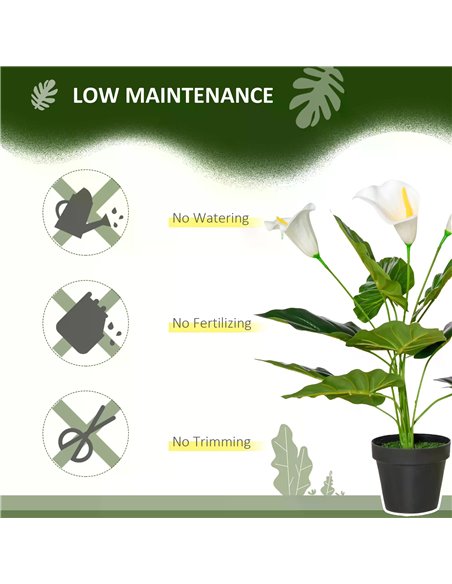 HOMCOM Set of 2 Artificial Realistic Calla Lily Flower, Faux Decorative Plant in Nursery Pot for Indoor Outdoor Décor, 55cm 830- - pic 97405 | FastDaddyshop