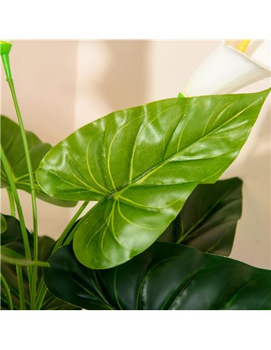 HOMCOM Set of 2 Artificial Realistic Calla Lily Flower, Faux Decorative Plant in Nursery Pot for Indoor Outdoor Décor, 55cm 830-