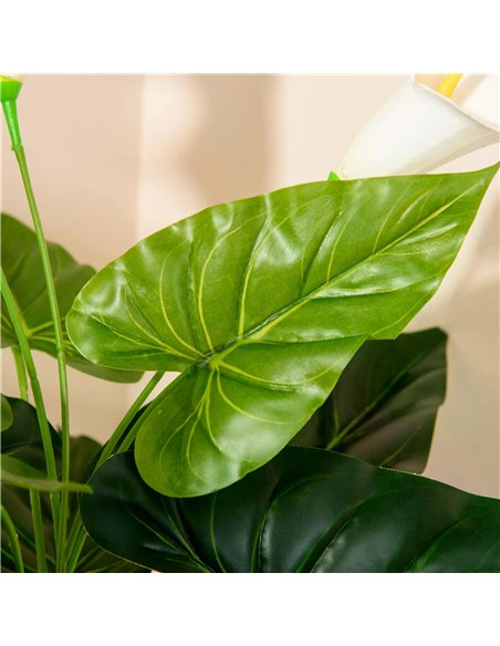 HOMCOM Set of 2 Artificial Realistic Calla Lily Flower, Faux Decorative Plant in Nursery Pot for Indoor Outdoor Décor, 55cm 830- - pic 97408 | FastDaddyshop